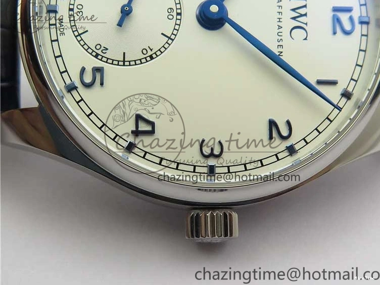MIROTIME 0411 Packable Portuguese IW358304 ZF 1:1 Best Edition SS White Dial Blue Markers on Leather Strap A 7079